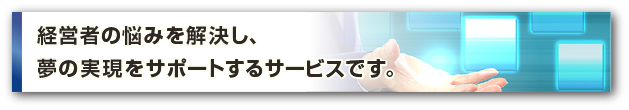 経営者の悩みを解決し夢の実現をサポートするサービスです。